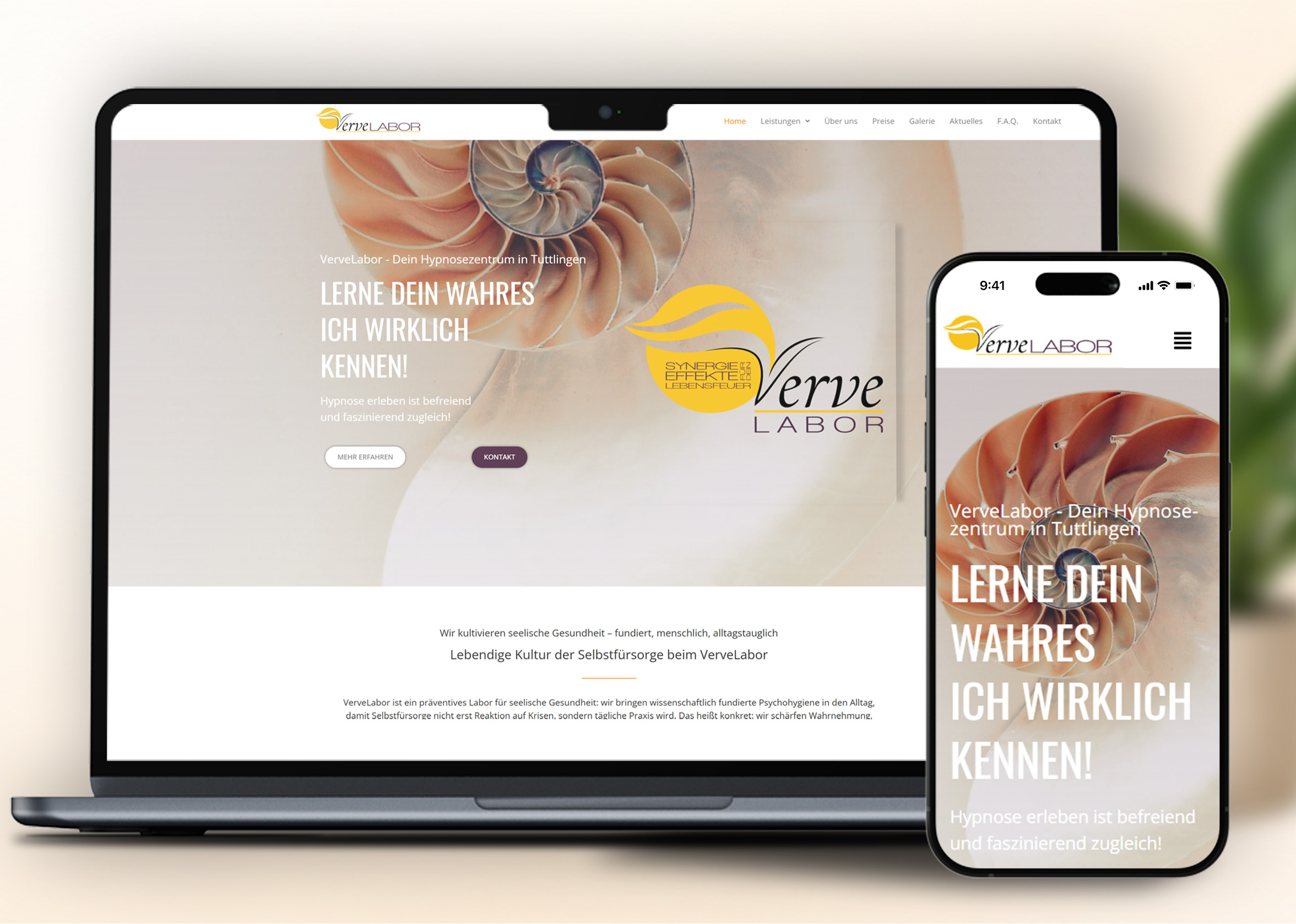 Website Verve Labor auf Desktop und Smartphone